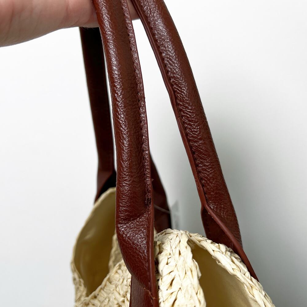 Fame Straw Braided Faux Leather Strap Shoulder Bag - Picture 7 of 10